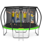Batutas 4FIZJO PRO su apsauginiu tinklu 435 cm (14FT) &ndash; sustiprinta konstrukcija, tvirtas rėmas, komplekte kopėtėlės
