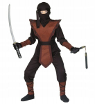 Vaikų "ninja" kostiumas, rudas, 158 dydis