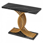 Konsolinis staliukas, 100x30x81 cm, auksinis, mediena, metalas