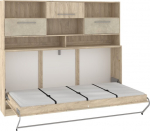 Sieninė lova Meblocross Roger, 200x90 cm, ąžuolo/migdolų spalvos
