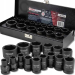 Forcekraft smūginių lizdų rinkinys 1/2", 15 vnt., 6-kampiai (10-32mm)