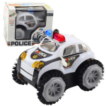 Policijos automobiliukas su kliūčių jutikliu ir &scaron;viesomis, baltas