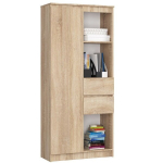 Biuro knygų spinta R15 R80 1D 2SZ Sonoma &ndash; 80&times;180 cm lentyninė spinta su durelėmis ir stalčiais