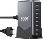 USB-C įkroviklis, 500W, 8-in-1, GaN III, 2 PD100W/4 PD65W