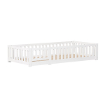 Montessori tipo vaiki&scaron;ka lova 90&times;200 cm i&scaron; masyvios pu&scaron;ies su apsauga nuo i&scaron;kritimo