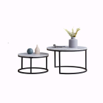 &Scaron;iuolaiki&scaron;kas apvalus kavos stalas, svetainės kavos stalas, juodas (2 pcs)
