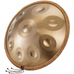 Handpan būgnas, 55,9x55,9x25 cm, auksinis plienas, 9 natų, D mažor