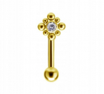 Titano "banano" pirsingas su baltu cirkoniu, 1.2/8/3 mm