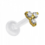 18k Aukso Labret Auskaras su Baltomis Cirkonio Karoliukais 1.2/6 mm