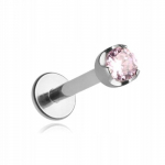 Titano labret auskaras su rožiniu cirkoniu, sidabro spalvos 1,2/6/2,5