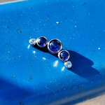 Titano labret auskaras su mėlynais cirkoniais - sidabrinis 1,2/8