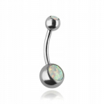 Navel auskaras su mėlynais opalu, chirurginis plienas 1.6/10 mm