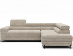 L formos kampinė sofa Colesio - smėlio spalva, miego funkcija, patalynės dėžė