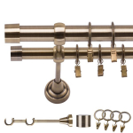 Metalinė Dviguba Užuolaidų Lazda 300 Cm 19 Mm Golden Antique Luna Swivel