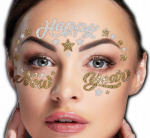 Sidabrinės ir auksinės veido lipdukai "happy New Year"