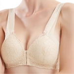 Nėriniuota Push-Up Plus Size Liemenėlė Su Užsegimu Priekyje, Xxl, Bėžinė, XXL