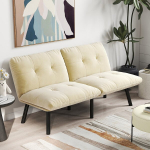 Sulankstoma sofa-lova, 2 vietų, kremas, futonas, miegama, vieta svečiams