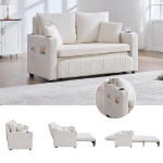 Multifunkcinė audinio sofa, sulankstoma, su talpa, USB, puodelio laikiklis, mažam kambariui