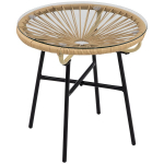 Bistro stalas, apvalus, ratanas, balkonas, terasa, 50x50x50 cm, juoda+balta