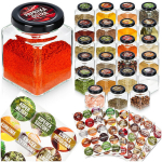 Prieskonių indelis stiklinis 100 ml 24 vnt. + 90 lipdukų juodos spalvos 55x55x75 cm Orion
