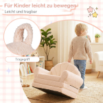2-in-1 Vaiki&scaron;kas Sulankstomas Sofa su Teddy Fliso Audiniu, Smėlio