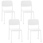 4 baltos modernius valgomojo kėdžių komplektas, 4 baltos modernius valgomojo kėdžių komplektas