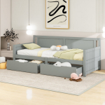 Miegamasis sofa, medinis rėmas, 90x200 cm, 2 stalčiai, 1 vnt