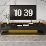 TV stalas su 3 stalčiais, LED ap&scaron;vietimas, 180x38x45cm