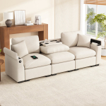 Čenilės sofa, 3 vietų, su USB, 242x80x88 cm, 1 vnt