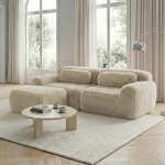 L formos sofa, pliu&scaron;as, modulinis, 2 vietų, be surinkimo, 1 vnt