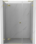 Mexen Lunar L kairiosios pusės du&scaron;o durys 160 cm, permatomos, auksinės - 834SL-160-050-50-00-L