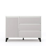 Komoda Mebelbos Borg 1d3s, 110x38,9x78,4 cm, balta/smėlio spalvos