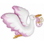 Folijinis balionas FX Stork Baby Girl, rožinis