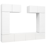 Televizoriaus spintelių komplektas, 6 dalių, baltas, MDP, Balta