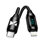 Kabelis iPhone USB-C - Lightning su LED ekranu 36W 2m, juodas