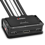 Lindy KVM jungiklis 42344, 2 prievadai, DisplayPort 1.2, USB 2.0, garso kabelis, 4K 60Hz