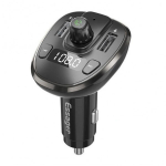 Essager "Dynamic" Juodas 3.4A Automobilinis Įkroviklis su 2xUSB, FM Moduliatoriumi ir USB Laikmena