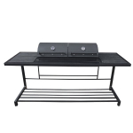 Dvigubas grilis su &scaron;oniniais staliukais DM Grili, 200x61x85cm, juodos