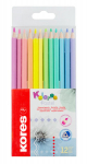 Spalvoti pie&scaron;tukai KORES KOLORES PASTEL, tribriauniai, 3mm, 12 pastelinių spalvų(1vnt.)