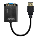 HDMI į VGA adapteris su garsu AK-76, maksimali rai&scaron;ka iki 1080p, be i&scaron;orinio maitinimo, su pridedamu 3 mm audio kabeliu