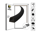 50 m D 12 mm x 10 mm lango ir durų sandariklis lipnus EPDM - Black, Durų ir langų sandarikliai