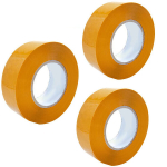 Pakavimo juosta Rosfix &ndash; Geltona, Stiprus sukibimas, Plotis 48 mm, Ilgis 50 m, Komplektas 3 vnt