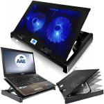 AABCOOLING NC80 - Ne&scaron;iojamojo Kompiuterio Au&scaron;inimo Stovas, Galingi 2 Dideli Ventiliatoriai 125mm, Tylus Veikimas (11 dB(A) Su Hidrauliniais Guoliais, Tinka 15-18" Kompiuteriams, 2 USB Jungtys, Penkių Pakopų Reguliavimas, Ergonomi&scaron;kas Dizainas Žaidima ...