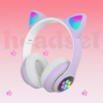 Ausinės,Madingos Bluetooth žaidimų ausinės, Cat Ear LED, sulankstomos, i&scaron;tempiamos, vaikams ir suaugusiems, kompiuteriniai žaidimai, juoda