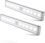 Wall lights,2 LED Night Lights with Motion Detector - Self-Adhesive Cabinet Lighting Powered by AAA Batteries,