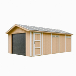 PREMIUM kokybės garažas 21 m&sup2; &ndash; 378 x 648 cm &ndash; Timbela M992B garažas su dažų rinkiniu HARVEST HONEY