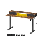Elektrinis reguliuojamo auk&scaron;čio ra&scaron;omasis stalas su ap&scaron;vietimu 60x140x120cm., rudos/juodos spalvos