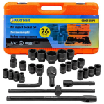 Smūginių lizdų galvučių rinkinys 3/4'' 17-65 mm 6 kampų 26el dėklas PA-68262-5MPB (57956)