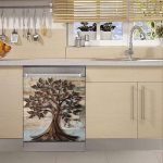 Vinilinė indaplovės priekinė panelė su dangčiu, stilingas medžio dizainas., 63,5*58,42 cm