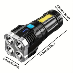 Įkraunamas USB žibintuvėlis su COB &scaron;viesa, 4LED-1